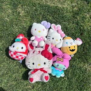 Sanrio Plush Character Bundle - Pink, White, Red, Purple, Blue, Yellow
